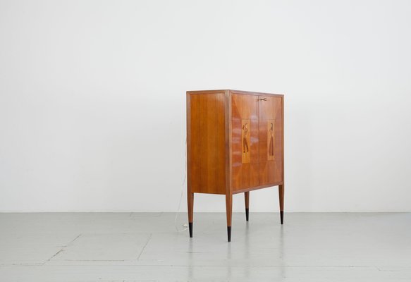 Bar Cabinet with Wood Inlays, Italy, 1950s-AA-1293652