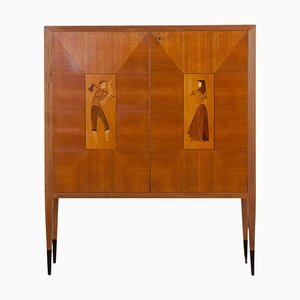 Bar Cabinet with Wood Inlays, Italy, 1950s-AA-1293652