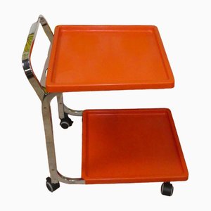 Bar Car Side Table in Orange Plastic & Chrome, 1970s-AFE-1727646