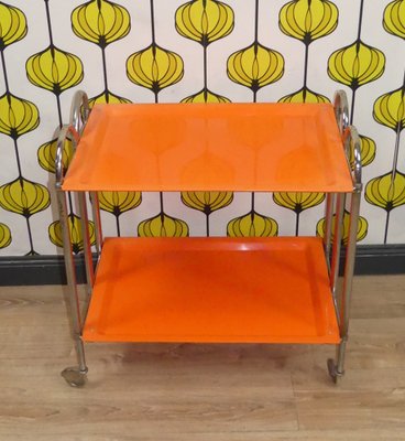 Bar Cart or Side Table in Plastic & Chrome, 1970s-AFE-1821053