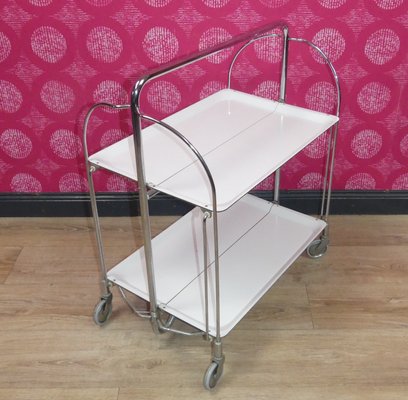 Bar Cart Tea Cart with White Chrome Folding Dinette from Bremshey & Co., 1960s-AFE-2042144