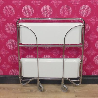 Bar Cart Tea Cart with White Chrome Folding Dinette from Bremshey & Co., 1960s-AFE-2042144