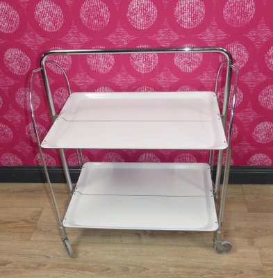 Bar Cart Tea Cart with White Chrome Folding Dinette from Bremshey & Co., 1960s-AFE-2042144