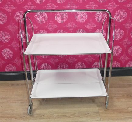 Bar Cart Tea Cart with White Chrome Folding Dinette from Bremshey & Co., 1960s-AFE-2042144