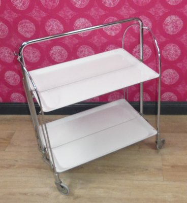 Bar Cart Tea Cart with White Chrome Folding Dinette from Bremshey & Co., 1960s-AFE-2042144