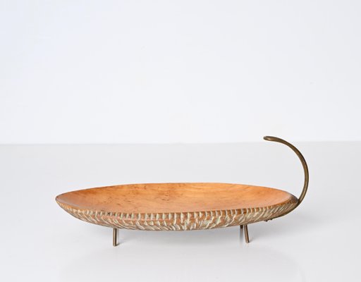 Bar Set in Carved Wood and Brass by Aldo Tura for Macabo, Italy, 1950s, Set of 8-JDR-1803445