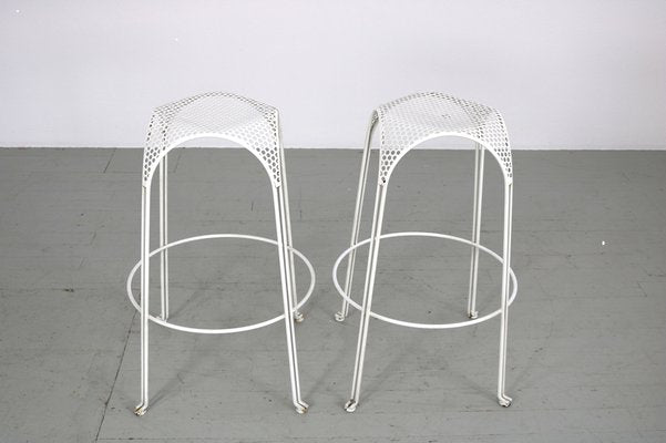 Bar Stools in White Painted Iron by Giuseppe De Vivo, Italy, 1950s, Set of 2-AA-1048522