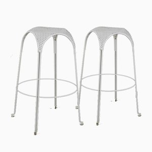 Bar Stools in White Painted Iron by Giuseppe De Vivo, Italy, 1950s, Set of 2-AA-1048522