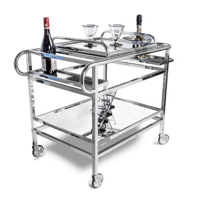 Bar Trolley with Champagne Cooler Holder attributed to Jacques Adnet-GGO-1748666