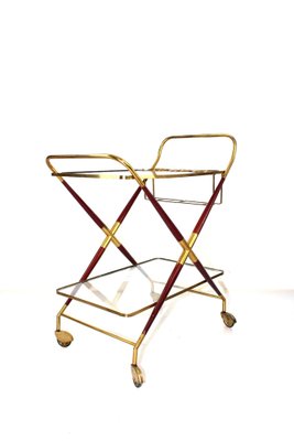 Bar Wagon / Serving Cart with Bottle Holder by Cesare Lacca, 1950s-ZWH-1815239