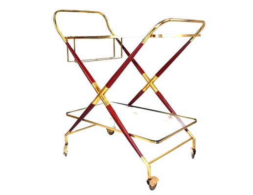 Bar Wagon / Serving Cart with Bottle Holder by Cesare Lacca, 1950s-ZWH-1815239