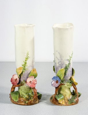 Barbotine Ceramic Vases, France, 1930s, Set of 2-OJE-2026422