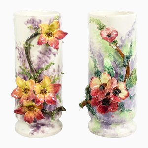 Barbotine Ceramic Vases, France, 1930s, Set of 2-OJE-2026423