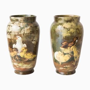 Barbotine Vases by Theodore Lefront, Set of 2-JWI-1259352