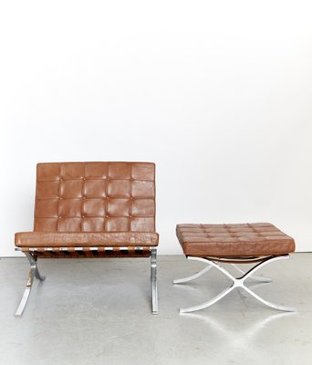 Barcelona Lounge Chair & Ottoman Model MR90 by Ludwig Mies Van Der Rohe for Knoll International, Set of 2-XE-1285366