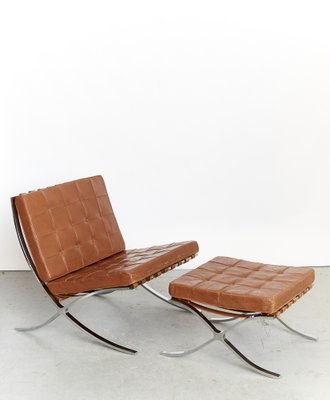 Barcelona Lounge Chair & Ottoman Model MR90 by Ludwig Mies Van Der Rohe for Knoll International, Set of 2-XE-1285366