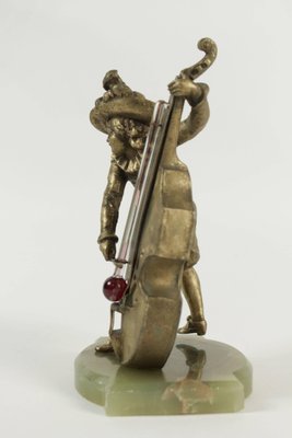 Barometer Regulates & Base in Semi-Precious Stone Representing a Cello Player-WFS-744739