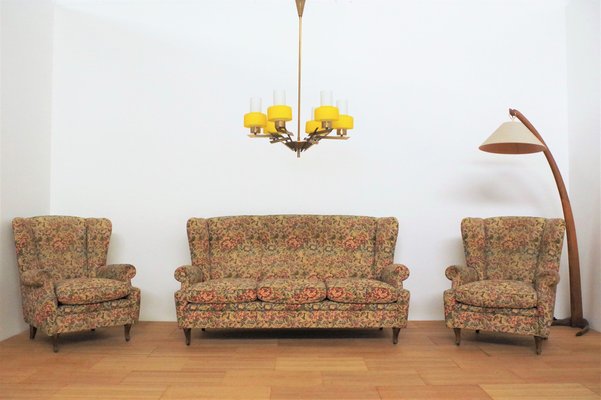 Baroque Armchairs and Sofa, 1950s, Set of 3-KNM-1007741