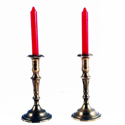 Baroque Bronze Candleholders, 1930s, Set of 2-NJV-772726