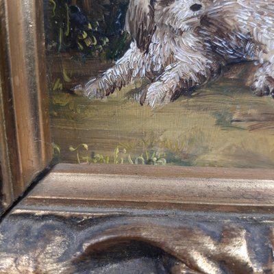 Baroque Hunter with Dog, 20th Century, Oil Painting on Panel, Framed-PWG-2024664