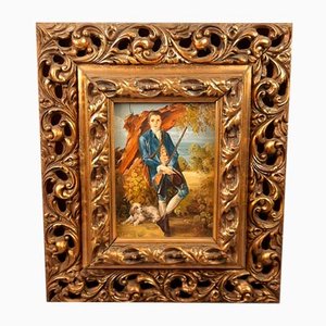 Baroque Hunter with Dog, 20th Century, Oil Painting on Panel, Framed-PWG-2024664