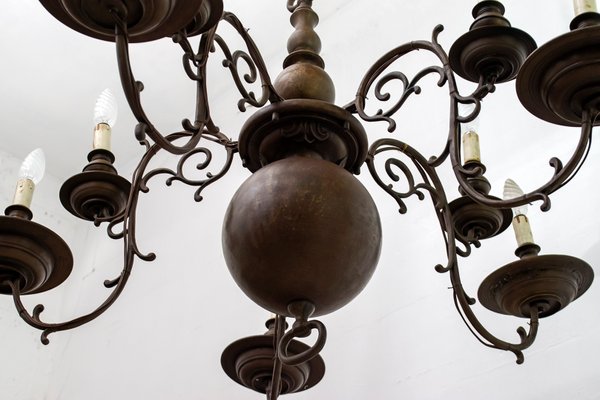 Baroque Italian Bronze 5-Arm Chandelier, 1700s-FER-654227