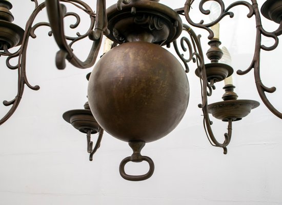 Baroque Italian Bronze 5-Arm Chandelier, 1700s-FER-654227