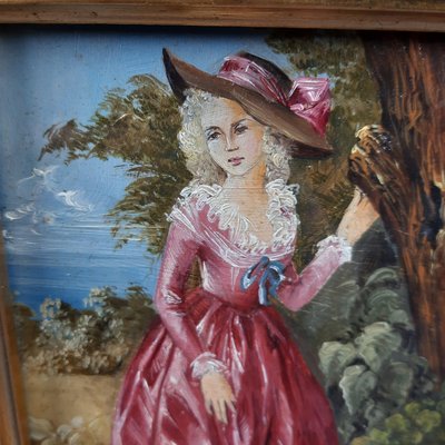 Baroque Lady with Hat, 1950s, Oil on Panel, Framed-PWG-2024462