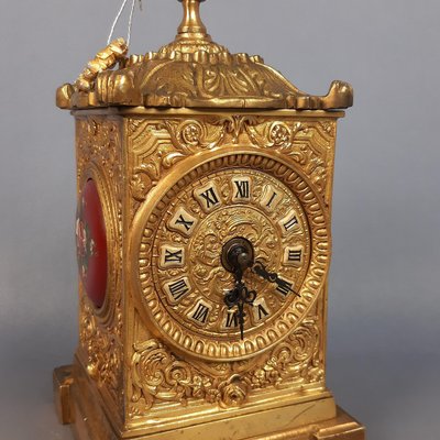 Baroque Mechanical Table Clock in Golden Brass, 1950-PWG-2035053