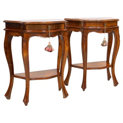 Baroque Nightstands in Nutwood, 1950s, Set of 2-TQA-2024340