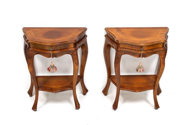 Baroque Nightstands in Nutwood, 1950s, Set of 2-TQA-2024340