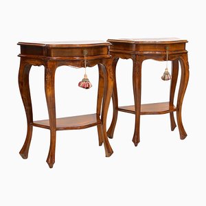 Baroque Nightstands in Nutwood, 1950s, Set of 2-TQA-2024340