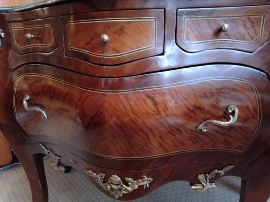 Baroque Rococo Style Louis XV Rosewood Commode with Bronze Friezes and Green Marble Floor Alps-ZFY-1155929