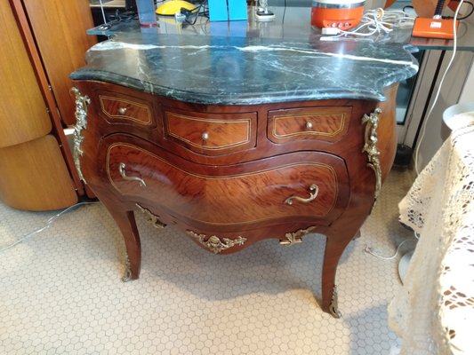 Baroque Rococo Style Louis XV Rosewood Commode with Bronze Friezes and Green Marble Floor Alps-ZFY-1155929