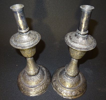 Baroque Silver Candleholders, 18th Century, Set of 2-NUC-1438679