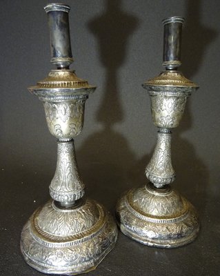 Baroque Silver Candleholders, 18th Century, Set of 2-NUC-1438679