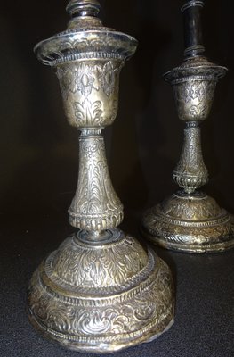 Baroque Silver Candleholders, 18th Century, Set of 2-NUC-1438679