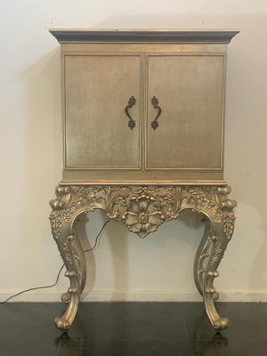 Baroque Silver Effect Base Eclectic Bar Cabinet, 1980s-IJR-1393526