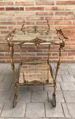 Baroque Style Brass Two-Tier Bar Cart, 1950s-NOU-713010