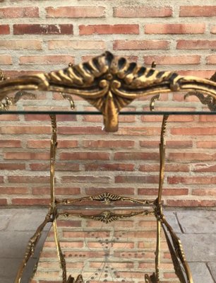 Baroque Style Brass Two-Tier Bar Cart, 1950s-NOU-713010