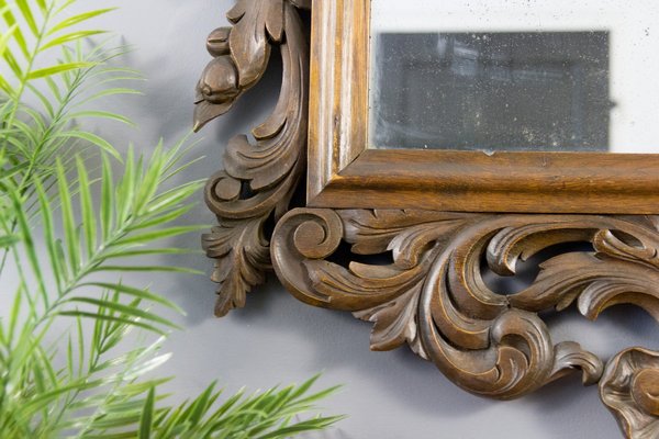 Baroque Style Carved Wooden Wall Mirror, 1930s-KEG-709543