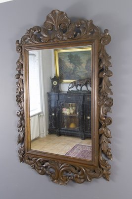 Baroque Style Carved Wooden Wall Mirror, 1930s-KEG-709543