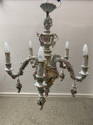 Baroque Style Chandelier by Rudolf Kämmer Keramic Manufaktur, Volkstedt, Germany, 20th Century-CZ-1738857