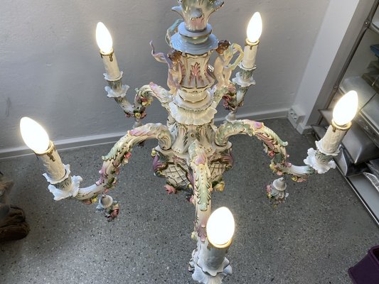 Baroque Style Chandelier by Rudolf Kämmer Keramic Manufaktur, Volkstedt, Germany, 20th Century-CZ-1738857