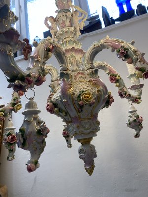 Baroque Style Chandelier by Rudolf Kämmer Keramic Manufaktur, Volkstedt, Germany, 20th Century-CZ-1738857