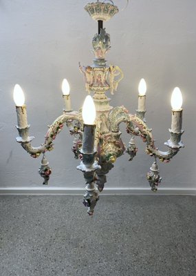 Baroque Style Chandelier by Rudolf Kämmer Keramic Manufaktur, Volkstedt, Germany, 20th Century-CZ-1738857