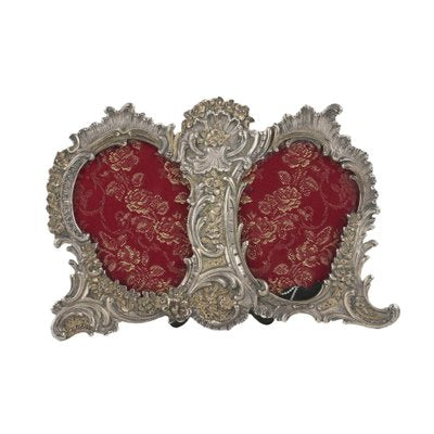 Baroque Style Double Silver Photo Frame, Italy, 20th Century-WMV-1781045