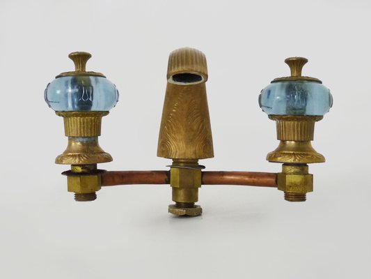 Baroque Style Faucet in Bronze and Blue-Violet Glass, 1960s-MZP-2027764