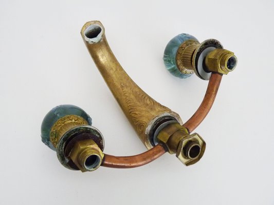 Baroque Style Faucet in Bronze and Blue-Violet Glass, 1960s-MZP-2027764