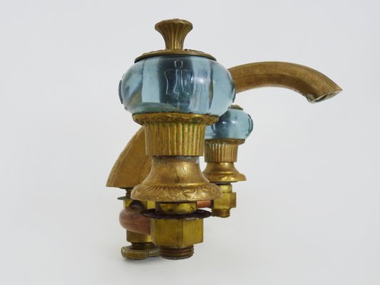 Baroque Style Faucet in Bronze and Blue-Violet Glass, 1960s-MZP-2027764